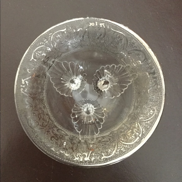 Antique Mid-Century 1950s footed  Candy Glass Dish - Picture 7 of 8